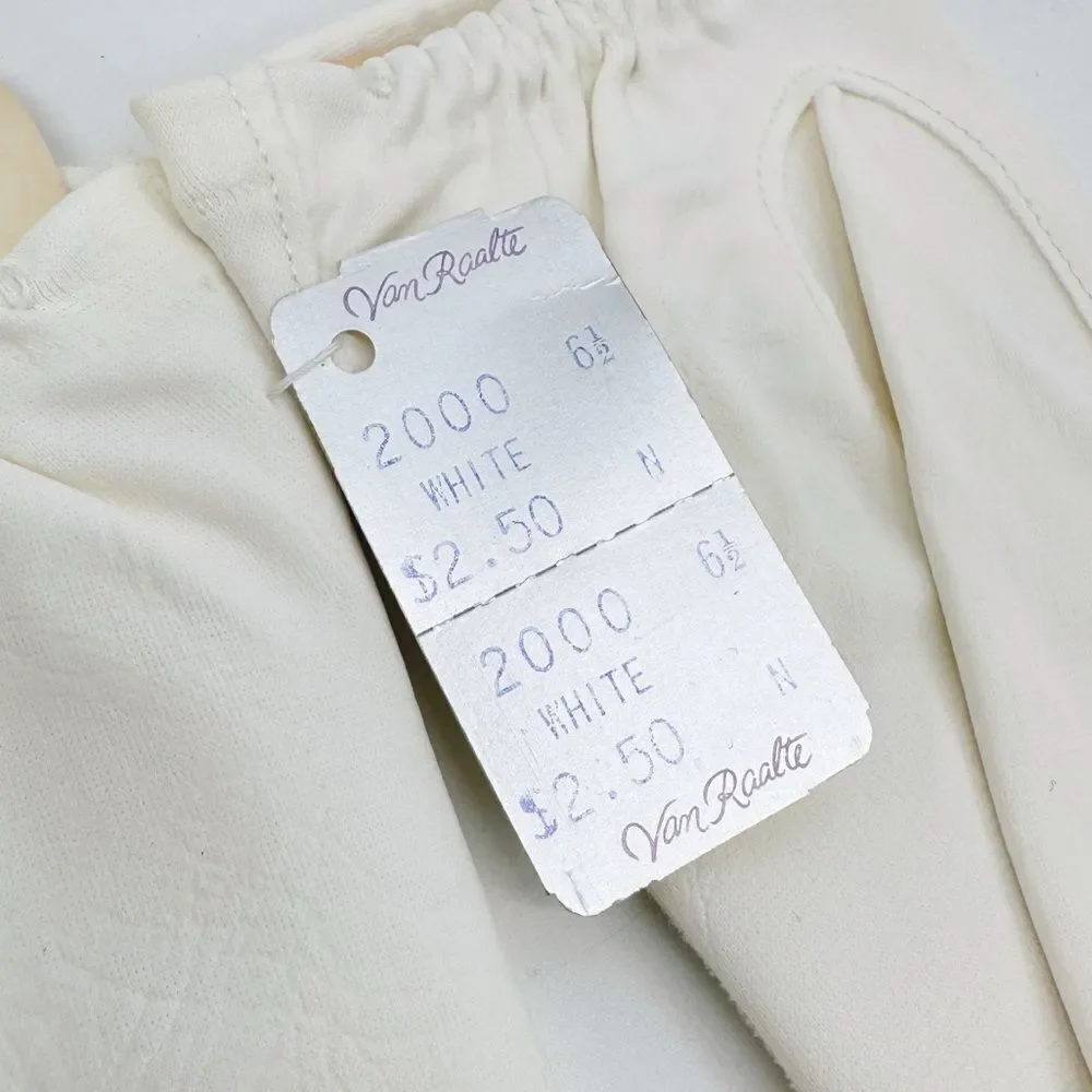 Van Raalte‎ Vintage Wrist Length Gloves White Size 6.5 Dead-stock NWT